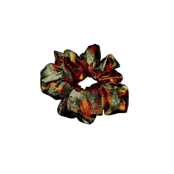 GVR Designs Accessories - XL Vintage Floral Scrunchie – Oversized Hair Tie, Retro Cottagecore, Handmade